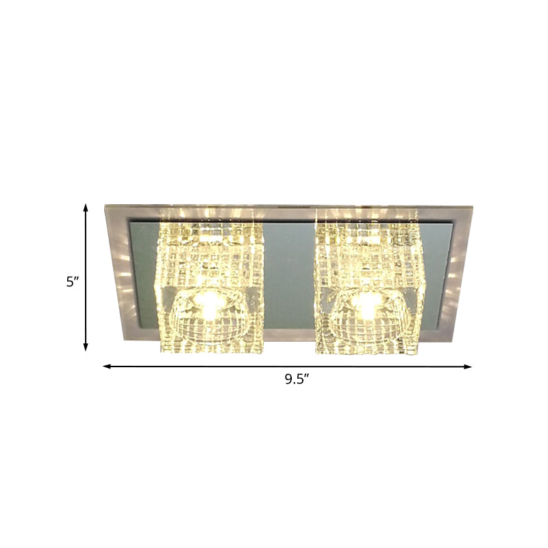 Inserted Crystal Cylindrical Flush Light Fixture Modernism Balcony LED Close to Ceiling Lamp in Clear Color