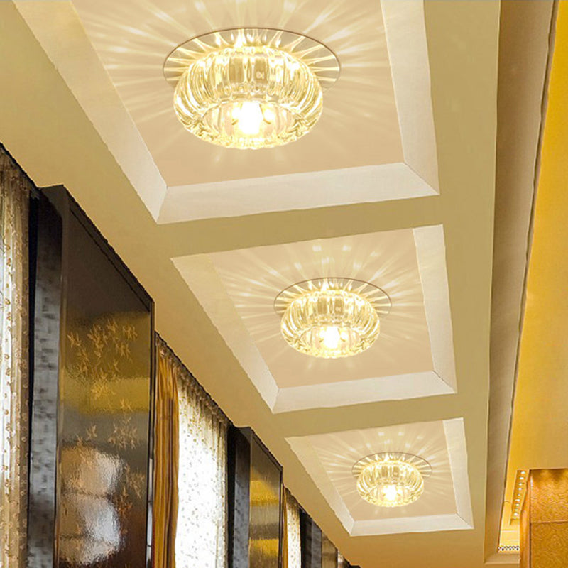 Bowl Balcón Flush mount Spotlight Fashion clear prismatic Optical Crystal LED Close to Ceiling