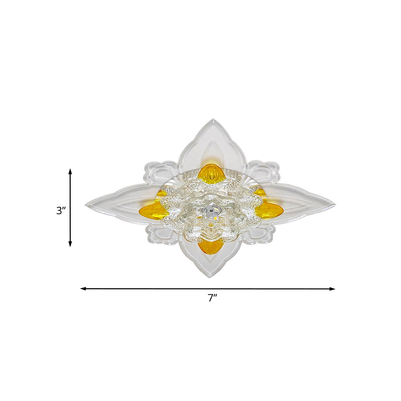 Blossoms Hall Flushmount Ceiling Lamp Nordic Clear and Amber Crystal Glass LED Light Fixture