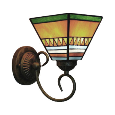 Tiffany Rustic Craftsman Wall Light 1 Head Stained Glass Wall Lamp in Orange for Hotel