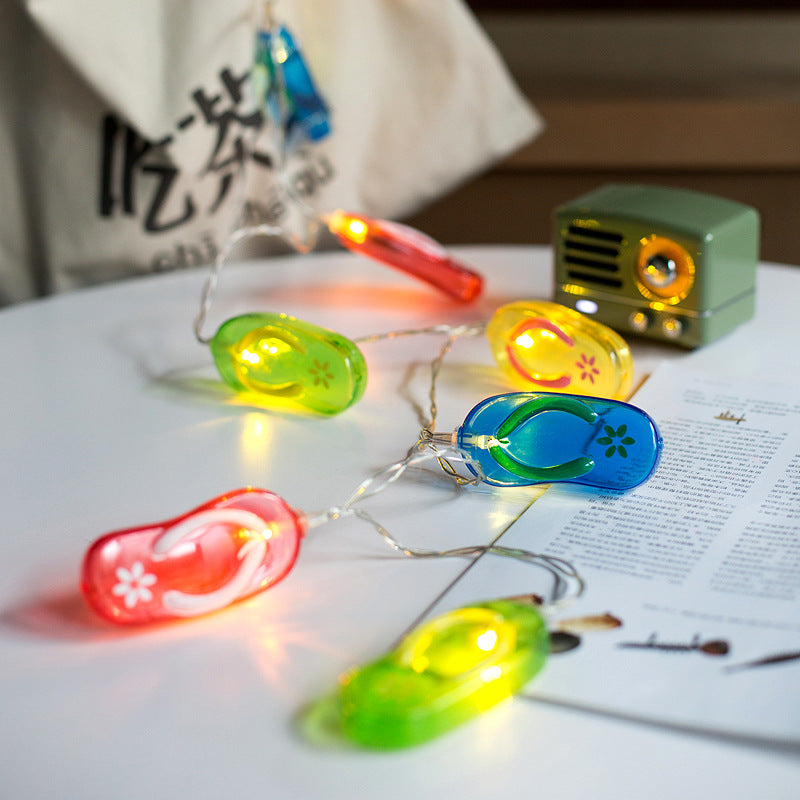 Minimalist Flip-Flops String Light Plastic 3M 20-Head Bar LED Christmas Lamp in Red-Yellow-Blue-Green
