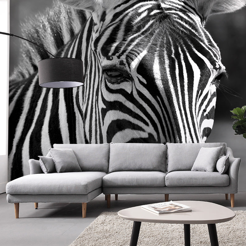 Zebra Mural Wallpaper Black and White Minimalist Wall Art for Living Room