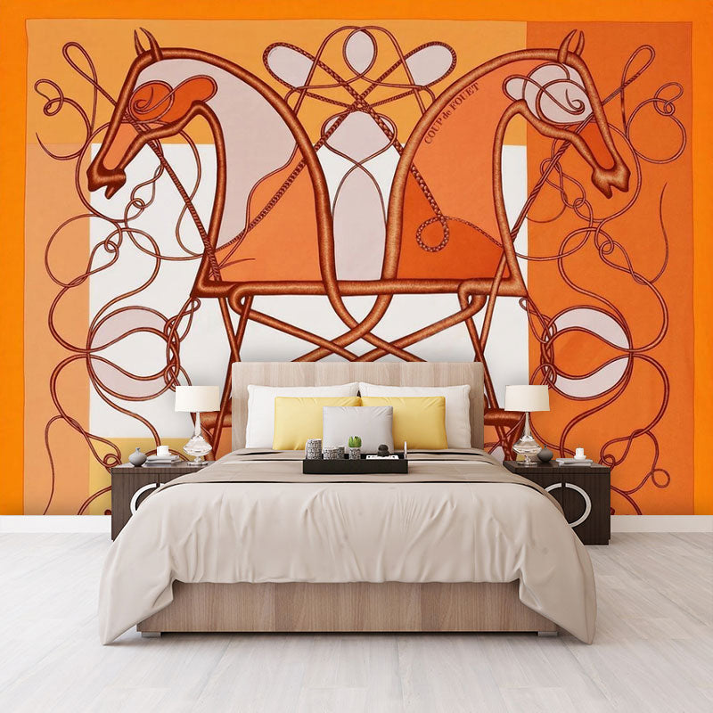 Non-Woven Fabric Mural Abstract Horse Whole Wall Covering, Personalized Size Available