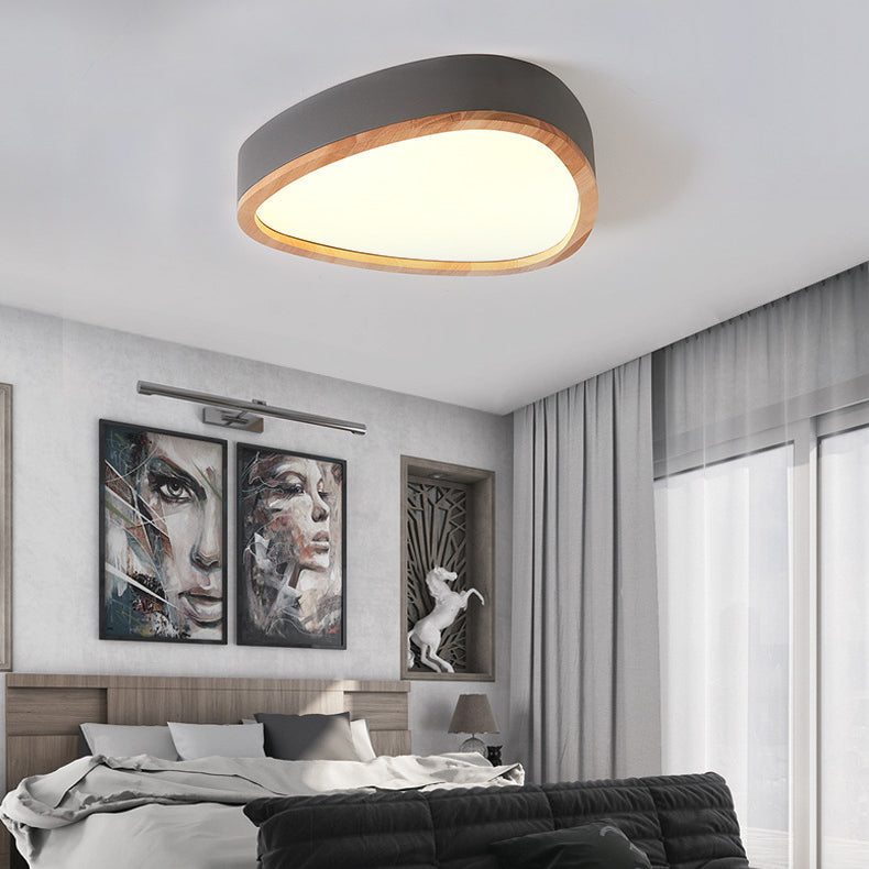Mooie Teardrop Flush Plafond Licht Hout & Acryl LED Plafond Fixture voor Jongens Slaapkamer