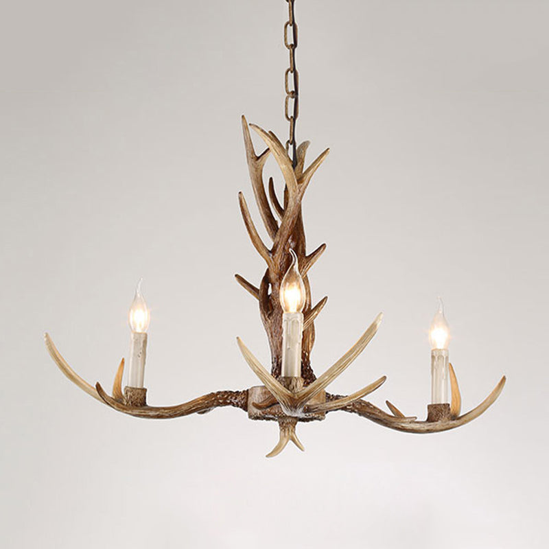 3/6/8 Lights Chandelier Lighting Fixture Antique Candelabra Resin Hanging Light in Beige for Living Room