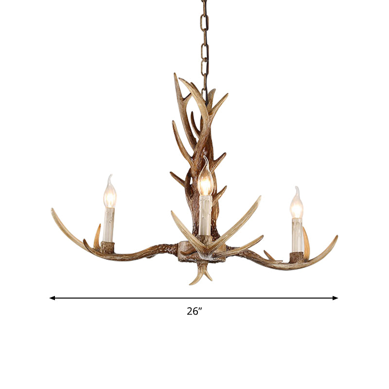 3/6/8 Lights Chandelier Lighting Fixture Antique Candelabra Resin Hanging Light in Beige for Living Room