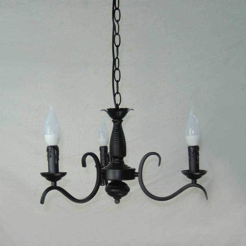 Chandelle à 2 niveaux Chandelier Métal traditionnel Métal 3/5/6 Bulbes Black Finition plafond Light