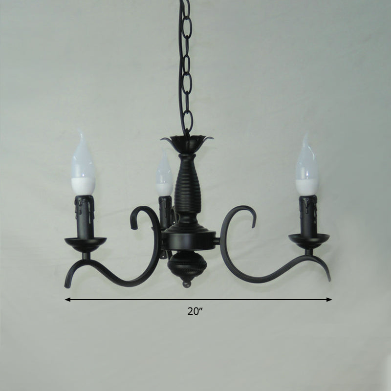 Chandelle à 2 niveaux Chandelier Métal traditionnel Métal 3/5/6 Bulbes Black Finition plafond Light
