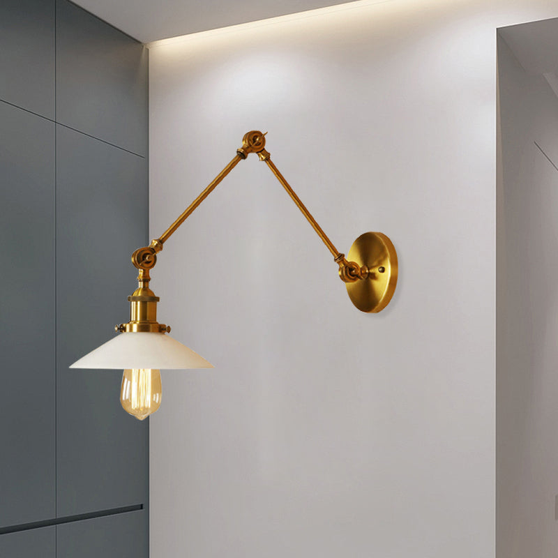 Kegel gefrostete Glaswand hängende leichte Vintage -Stil -Lampen -Lampen -Lampenlampe im Messing