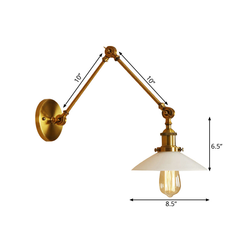 Kegel gefrostete Glaswand hängende leichte Vintage -Stil -Lampen -Lampen -Lampenlampe im Messing