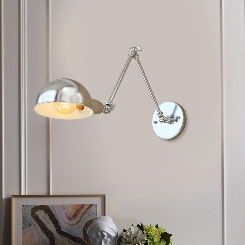 Gewölbte Metallwandbeleuchtung Industriestil 1 leichte Schlafzimmer Wandlampe mit Schwingarm in Chrom