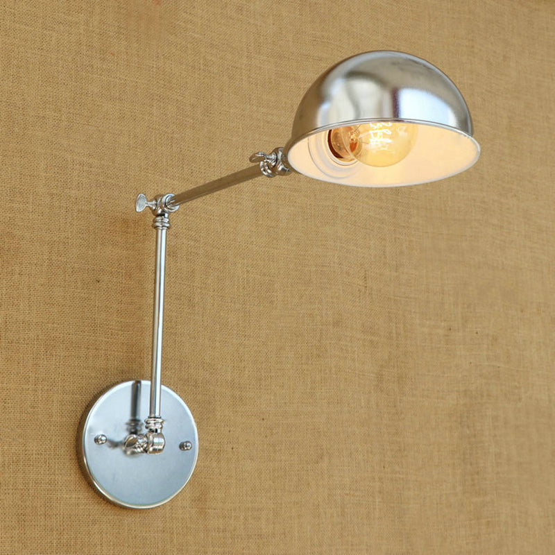Gewölbte Metallwandbeleuchtung Industriestil 1 leichte Schlafzimmer Wandlampe mit Schwingarm in Chrom