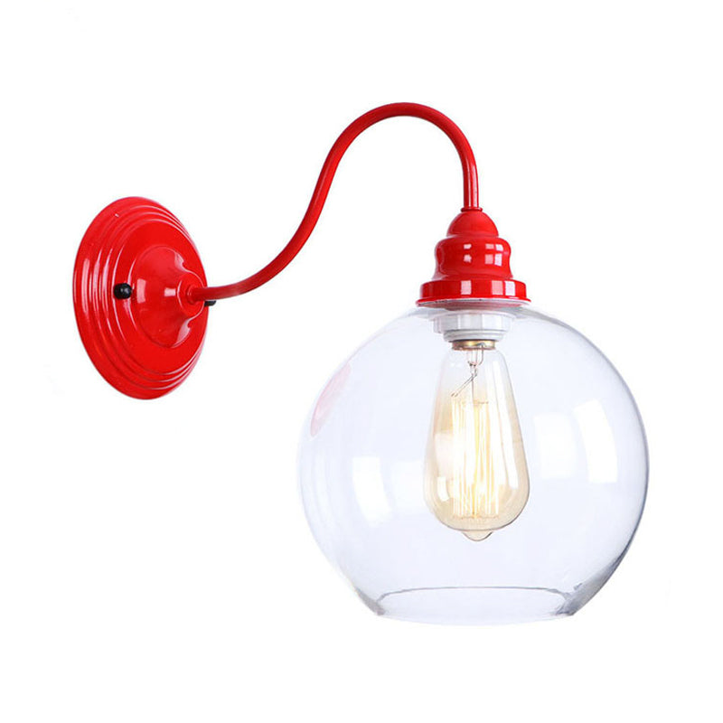 Lampada da parete del soggiorno globale in vetro industriale trasparente 1 lampada con applique rossa chiara