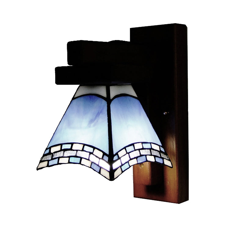 Blue Craftsman Swallow Tail Wall Sconce Mediterranean Style 1 Light Glass Sconce Light for Kitchen