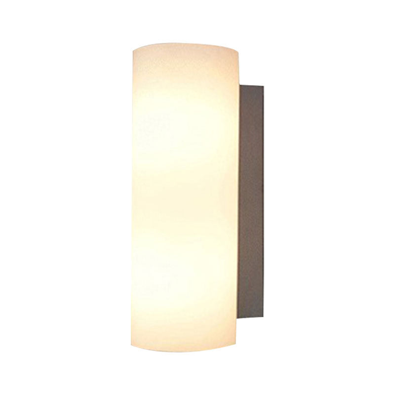 Cylindrical Bedroom Sconce Lighting White Glass 1 Light Modernist Wall Mount Light