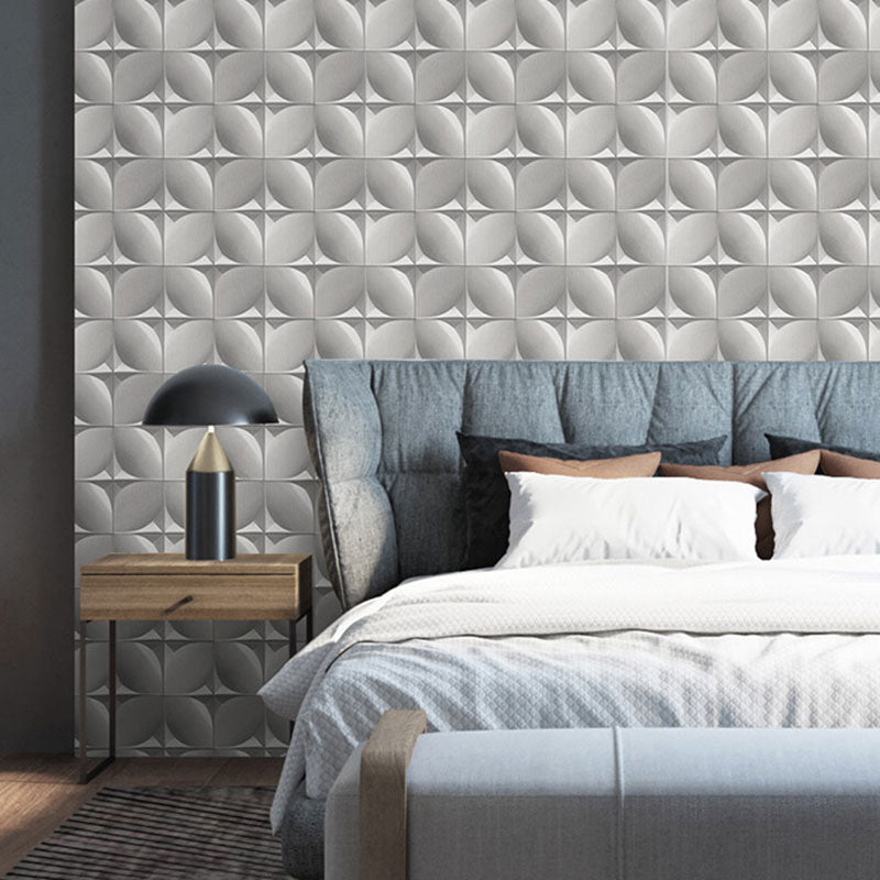 Grid Flock Texture Wall Art for Accent Wall 3D Harlequin Wallpaper in Neutral Color, Water-Resistant