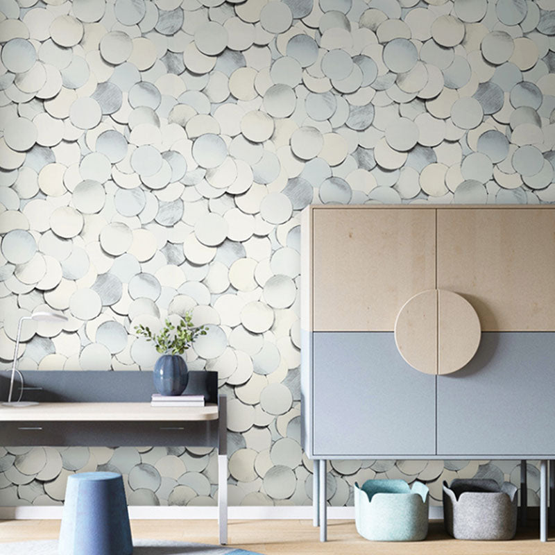 33' x 20.5" Minimalist Wallpaper Roll for Accent Wall with 3D Print Round Pattern in Soft Color
