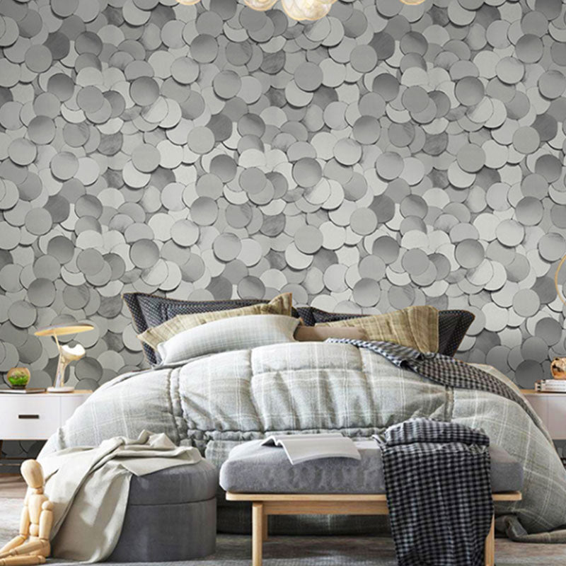 33' x 20.5" Minimalist Wallpaper Roll for Accent Wall with 3D Print Round Pattern in Soft Color