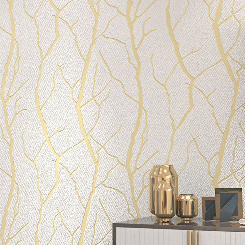 Stain-Resistant 3D Branches Flock Wallpaper 20.5"W x 33'L Nordic Wall Art for Accent Wall