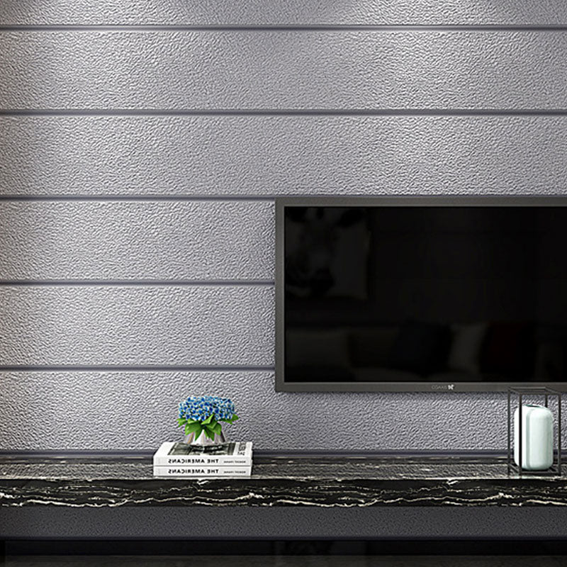 Minimalist Horizontal Stripe Wall Decor in Natural Color Bedroom Flock Fabric Wallpaper, 33' x 20.5"