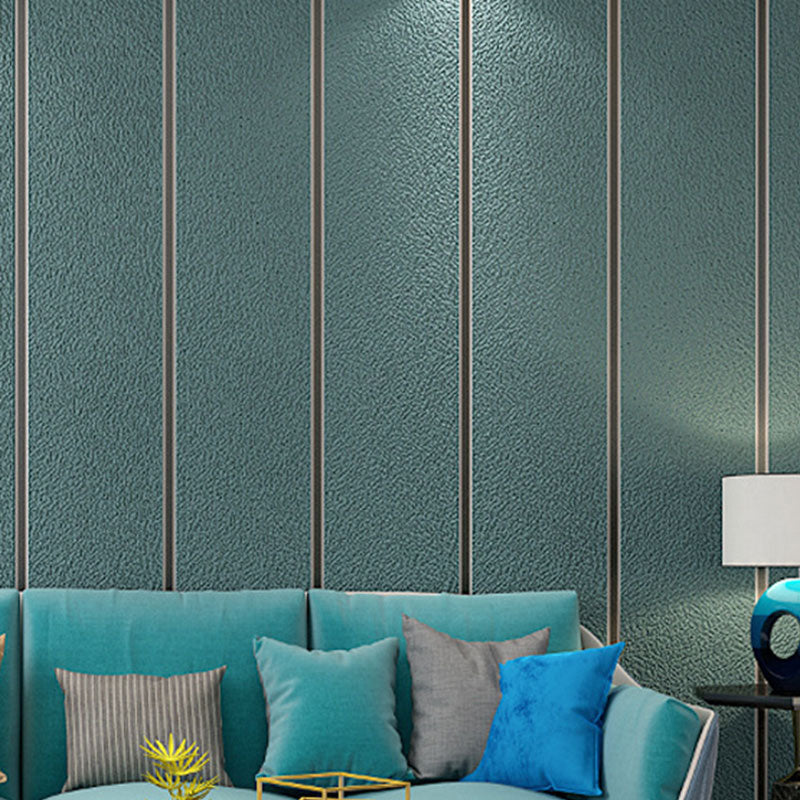 Neutral Color Vertical Stripe Wallpaper Stain-Resistant Flock Wall Covering for Accent Wall