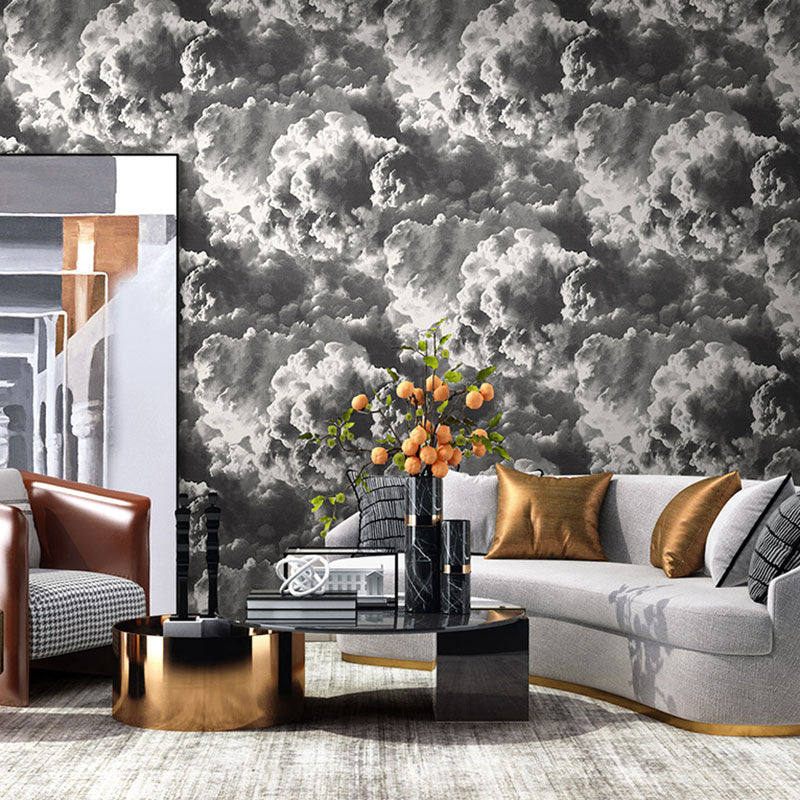 Natural Color Cloud Wallpaper Roll Stain-Resistant Wall Decor for Guest Room, Non-Pasted