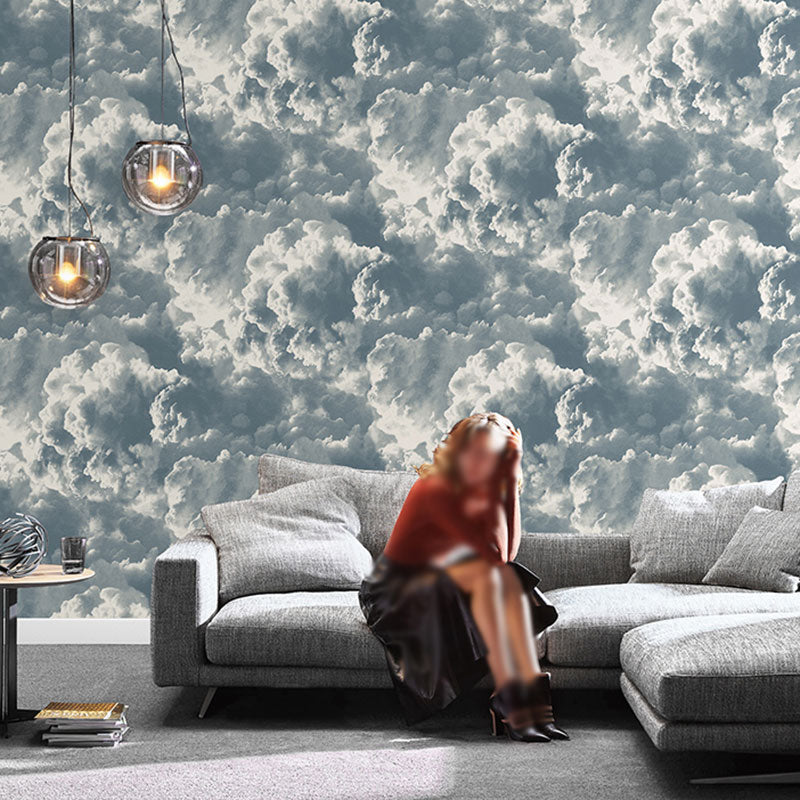 Natural Color Cloud Wallpaper Roll Stain-Resistant Wall Decor for Guest Room, Non-Pasted