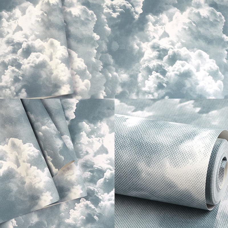 Natural Color Cloud Wallpaper Roll Stain-Resistant Wall Decor for Guest Room, Non-Pasted