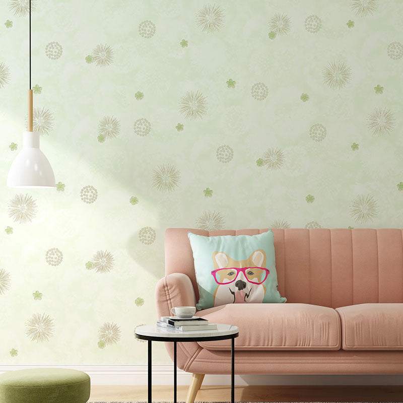 Minimalist Flower and Dandelion Wallpaper for Accent Wall, 57.1 sq ft. Wall Decor in Pastel Color
