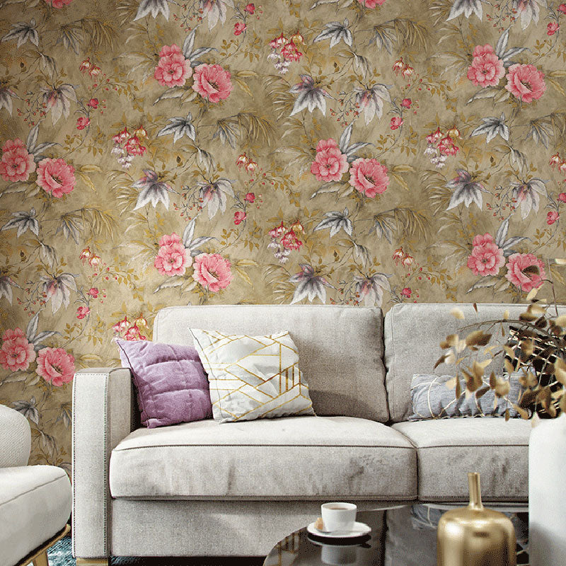 Natural Color Modern Wall Covering Flower and Plant Wallpaper Roll for Accent Wall