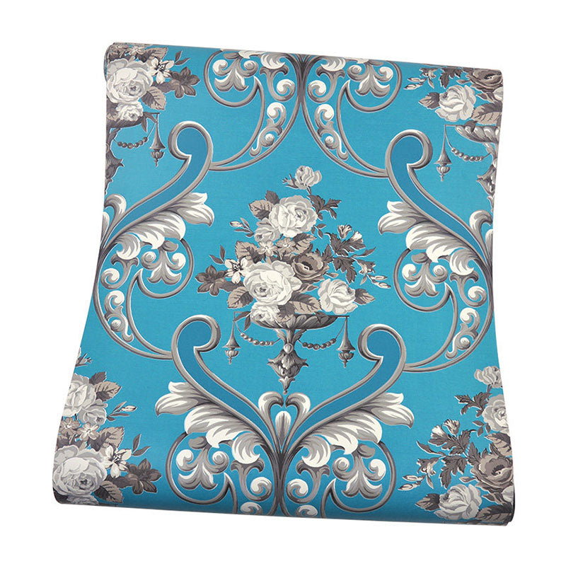 Stain-Resistant Damask Design Wallpaper 33'L x 20.5"W Classic Wall Decor for Guest Room