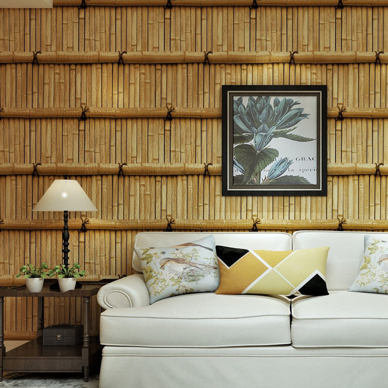 Neutral Color Asia Inspired Wallpaper 57.1 sq ft. Bamboo Textured Wall Decor for Guest Room