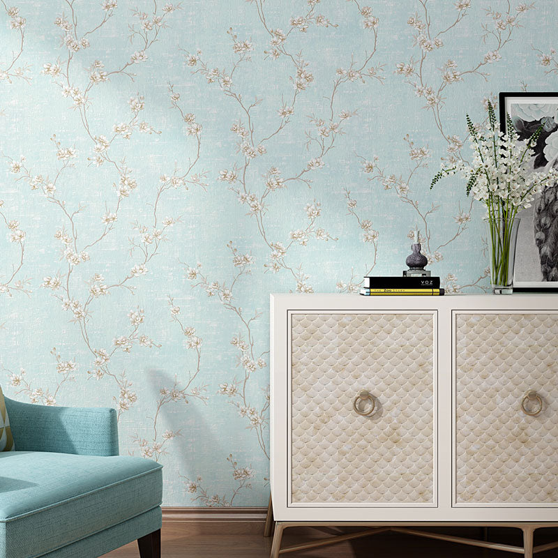 Entwined Floral Design Wallpaper for Bedroom Decoration Plant Wall Art in Natural Color, Stain-Resistant