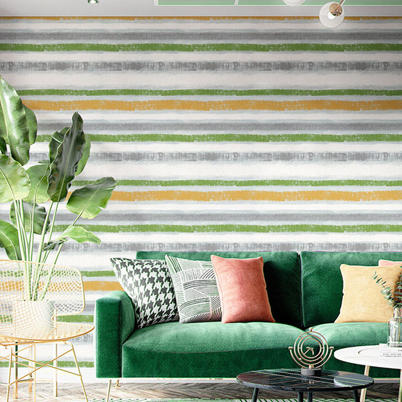 Contemporary Horizontal Stripe Wall Covering, 33' by 20.5" Wallpaper in Natural Color