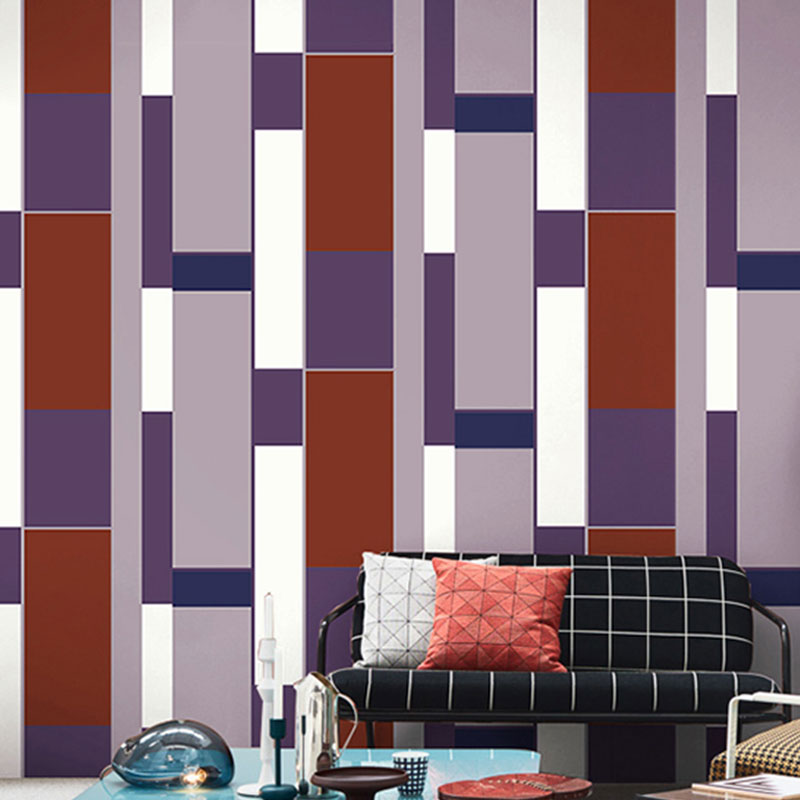 20.5" x 33' Contemporary Wallpaper Roll for Home Decoration with Stripe and Geometries Design in Neutral Color