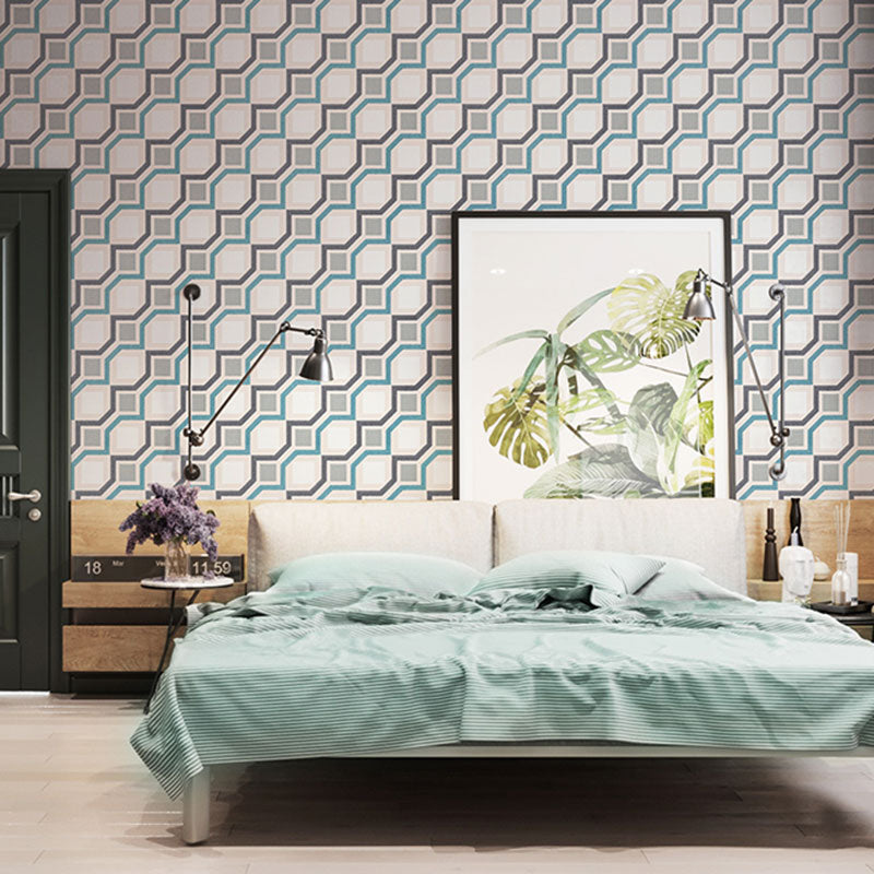 Harlequin and Grid Wall Art in Neutral Color Vinyl Wallpaper for Home Decor, 20.5"W x 33'L