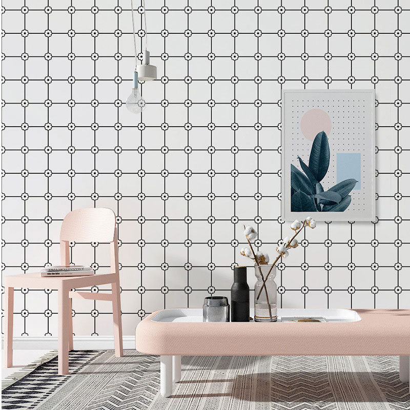 Contemporary Color Block Wall Art in Black and White Coffee Shop Wallpaper, 20.5 in x 33 ft