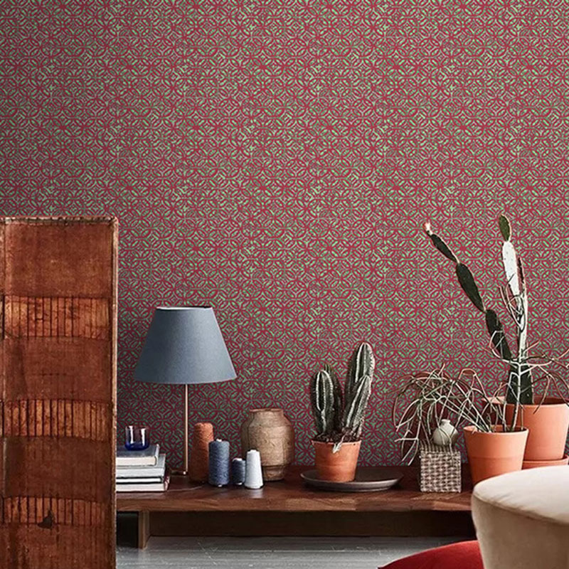 Light Color Geometries Wallpaper Roll Stain-Resistant Wall Covering for Bathroom Decor