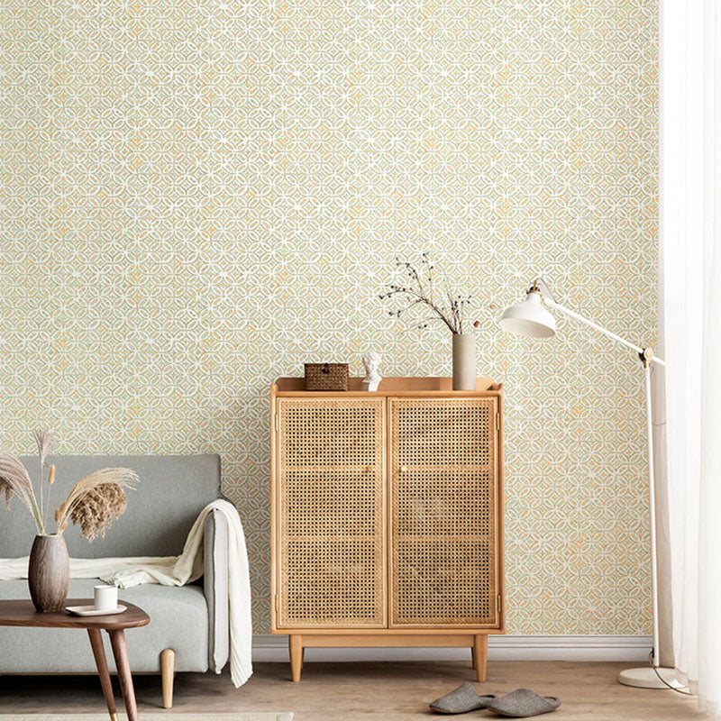 Light Color Geometries Wallpaper Roll Stain-Resistant Wall Covering for Bathroom Decor