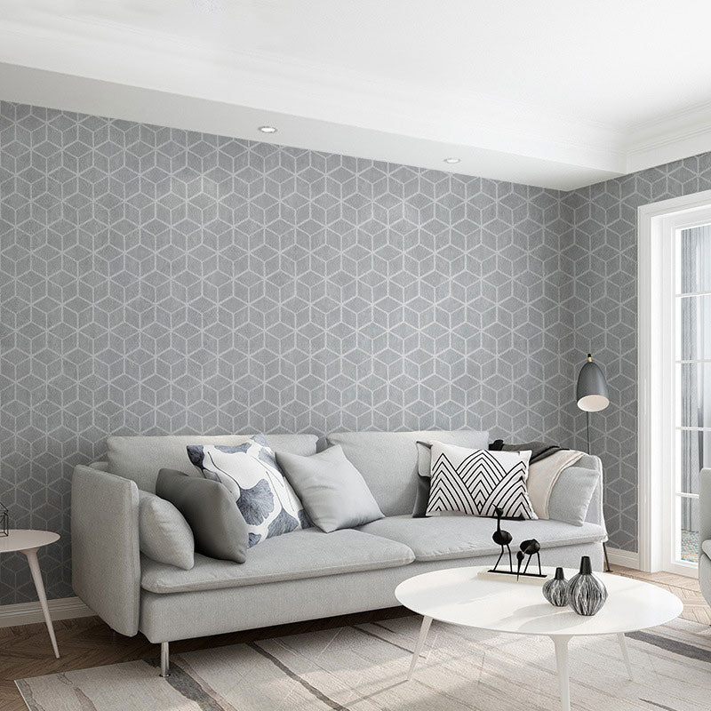Simple Parallelogram Wall Decor for Guest Room, 20.5" x 33' Wallpaper Roll in Natural Color