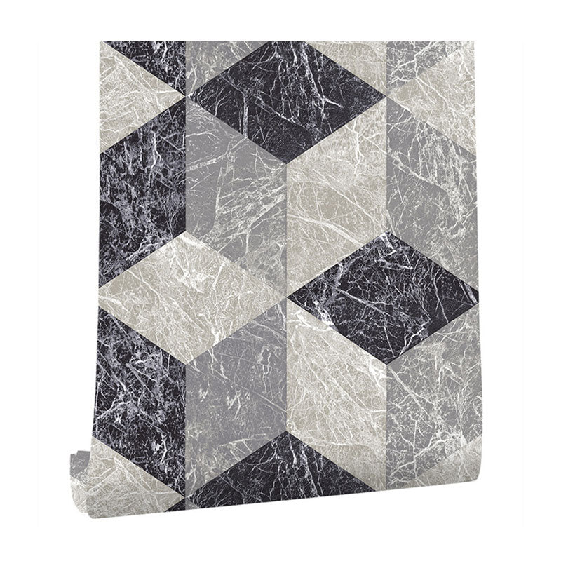 Harlequin Wall Covering for Coffee Shop Harlequin and Grid Wallpaper in Pastel Grey, Stain-Resistant