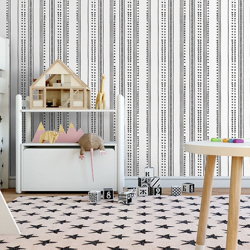 Modern Wallpaper Roll for Home Decoration with Dotted Lines Pattern in Soft Grey, Peel and Stick, 29.1 sq ft.