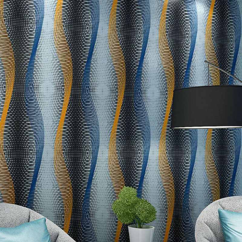 Waterproof Waving Stripes Wallpaper Roll 20.5" by 33' Contemporary Wall Art for Bedroom Decoration