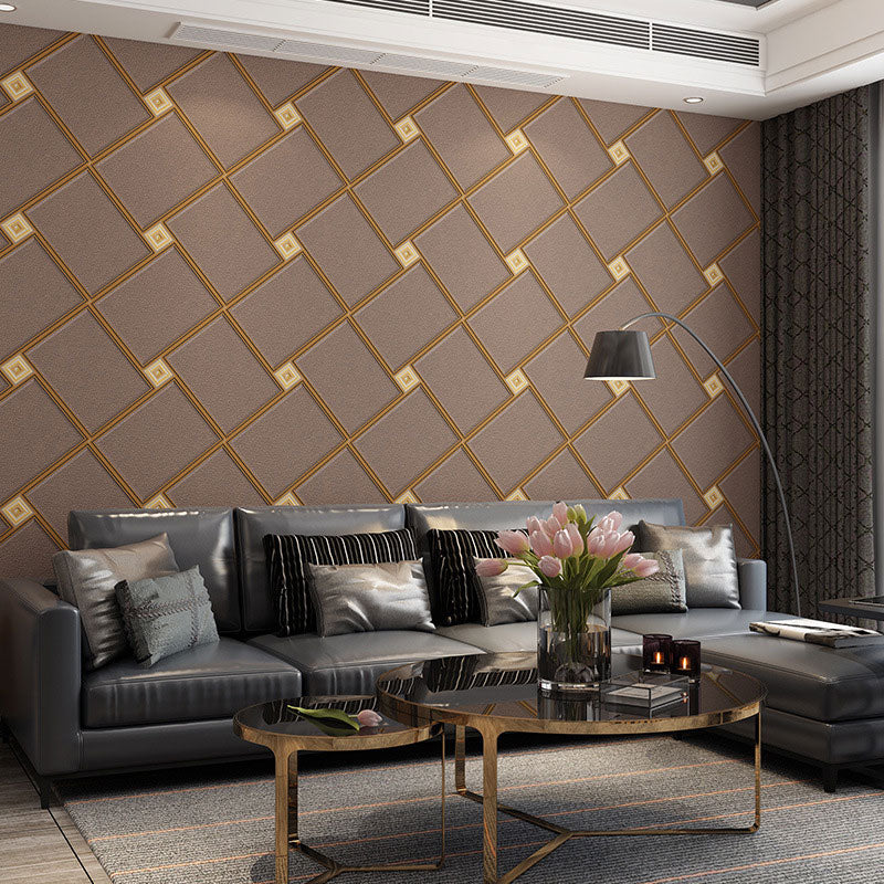 Nordic Geometries Flock Wall Art in Natural Color Coffee Shop Wallpaper, 33' x 20.5", Non-Pasted