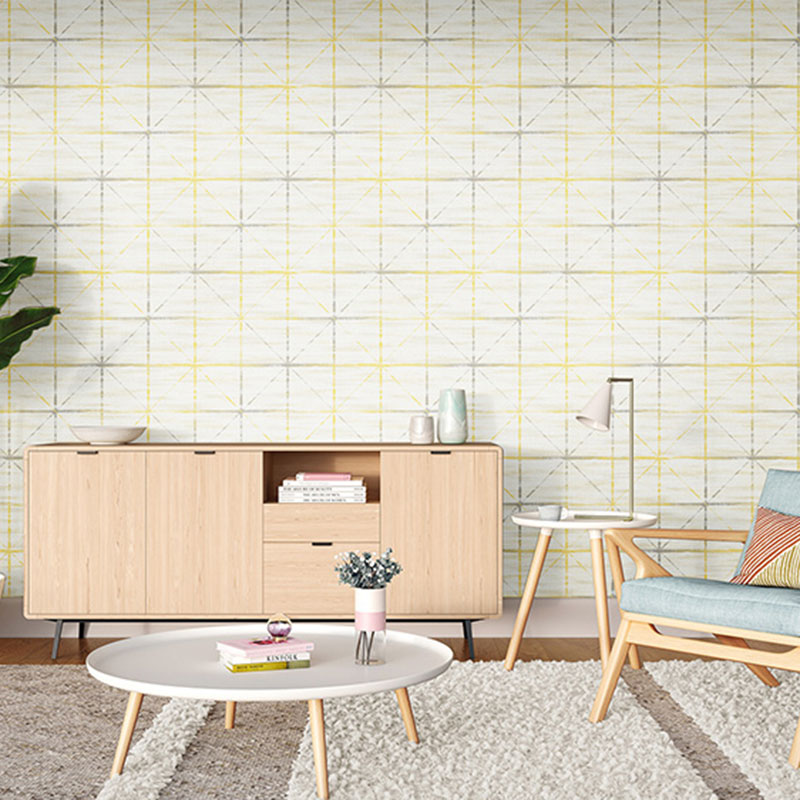 Contemporary Square Wall Art in Natural Color Grid Wallpaper, Non-Pasted, 20.5"W x 33'L