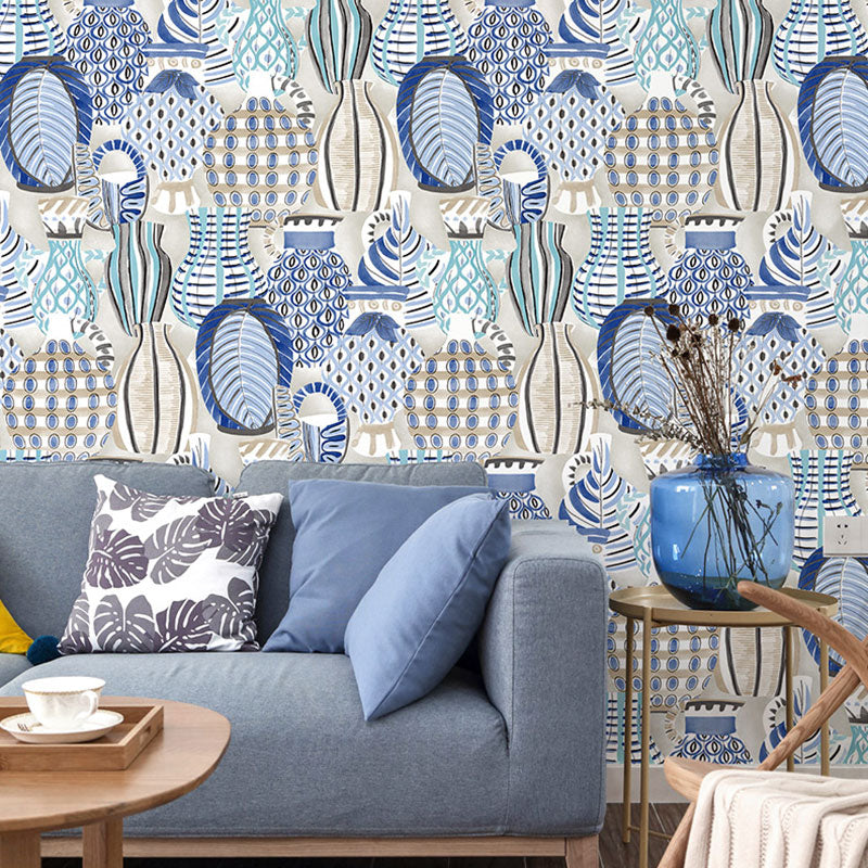 Colorful Vase Wall Decor for Coffee Shop Contemporary Wallpaper Roll, Non-Pasted, 20.5 in x 31 ft