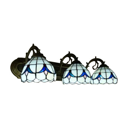 White Tulip Theme Wall Light 3 Heads Tiffany Rustic Glass Wall Sconce for Dining Room