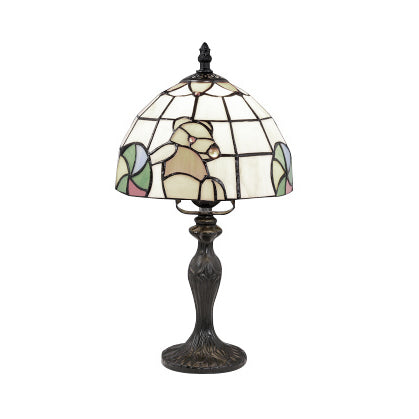 Luz de escritorio de flores vívidas con rosa/mariposa/oso/santa Claus Patrón Tiffany Lámpara de escritorio de vidrieras rústicas para sala de estudio