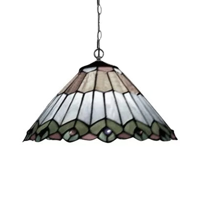 Kitchen Pendant Lights Stained Glass with Adjustable Chains Tiffany Cone Ceiling Fixture