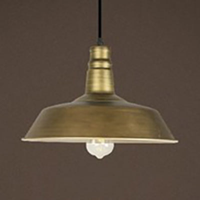 Antique Brass Barn Pendant Light Vintage Style Metal 1 Light Restaurant Ceiling Hanging Light